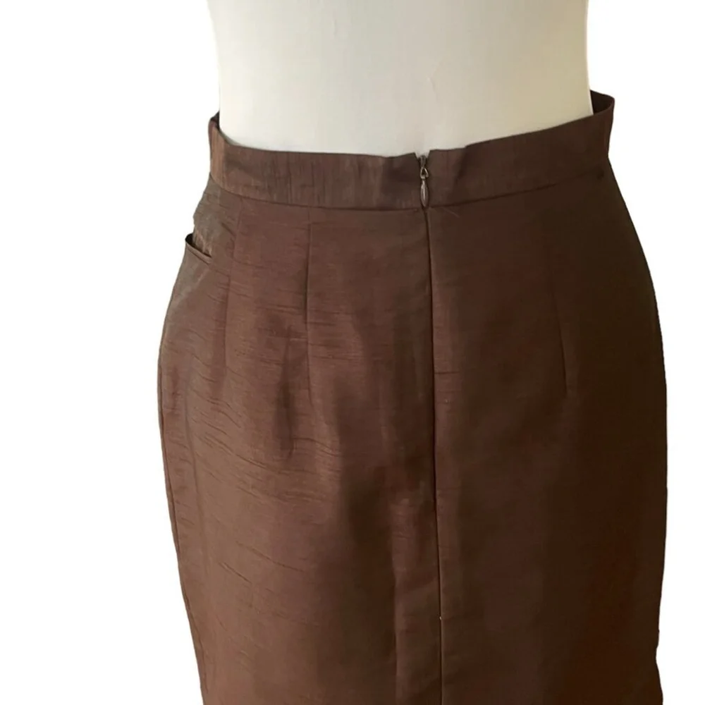 Harve Bernard Brown Satin Pencil Skirt Size 6